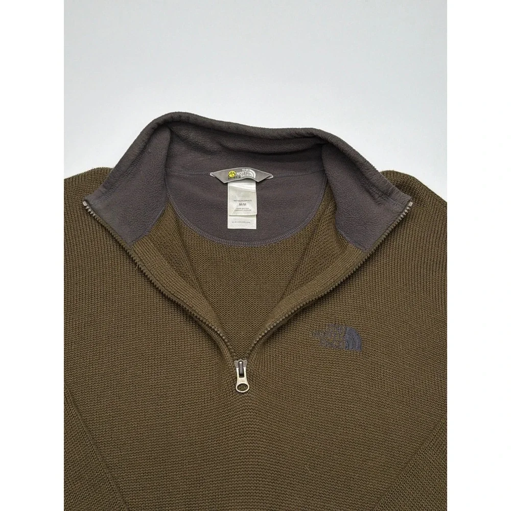 The North Face A5 Series Mens Green Wool‎ Blend Quarter Zip Pullover Sweater